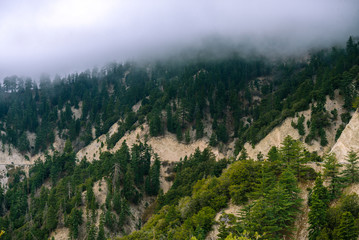 Fototapeta na wymiar Mountain Storms and Foggy Weather