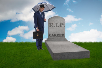 Businessman employee mourning his unsuccessul career