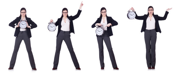 Businesswoman with clock in time management concept