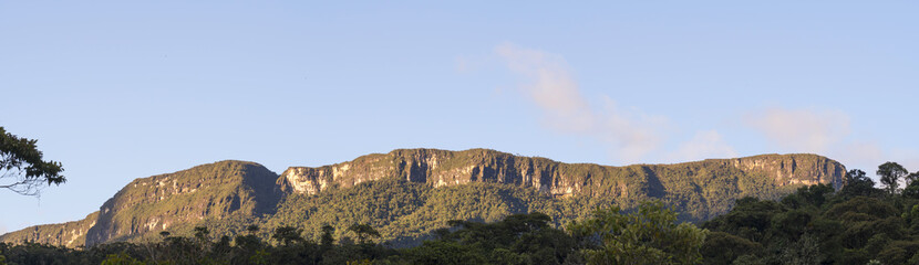 Alto Paquisha Tepuy in the Cordillera del Condor, the border of Ecuador with Peru at sunset. A site of exceptional plant and animal biodiversity.