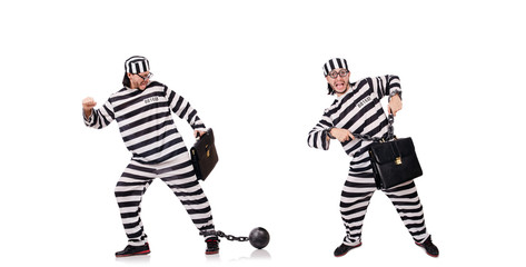 Prison inmate isolated on the white background