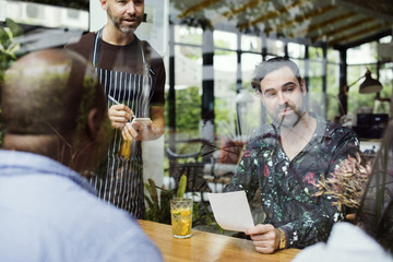 Group of diverse people in the restaurant