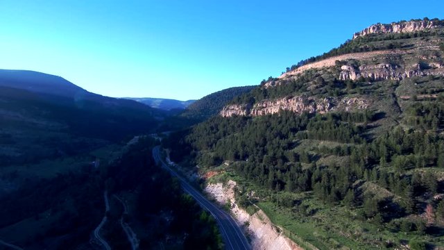 Aerial view by Drone in Linares de Mora, Spain 4k Video