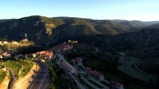 Aerial view by Drone in Linares de Mora, Spain 4k Video