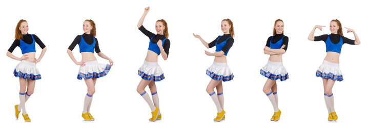 Cheerleader isolated on the white background