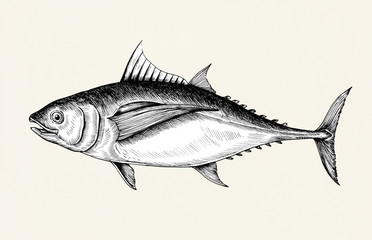 Hand drawn tuna fish