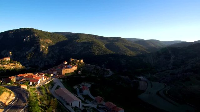 Aerial view by Drone in Linares de Mora, Spain 4k Video