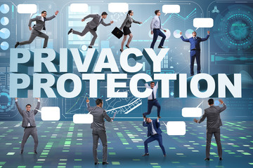 Data privacy protection concept with business people