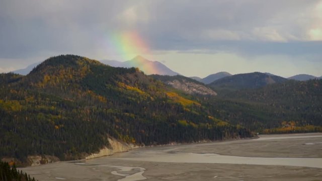 Rainbow Forms Wrangell Mountains Rainstorm River Basin Alaska