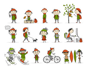 City life, People activity set, sketch for your design