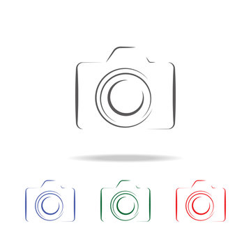 Photo camera silhouette logo icon. Elements of photo camera in multi colored icons. Premium quality graphic design icon. Simple icon for websites, web design, mobile app