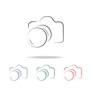Photo camera silhouette logo icon. Elements of photo camera in multi colored icons. Premium quality graphic design icon. Simple icon for websites, web design, mobile app