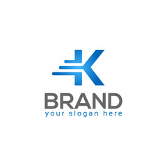Letter K on White background. logo has the impression fast and reliable. Logo Design Template.