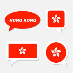 Set of Hong Kong flag in dialogue bubble