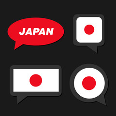 Set of Japan flag in dialogue bubble