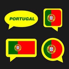 Set of Portugal flag in dialogue bubble
