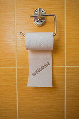 Toilet paper on glazed tile