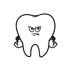 Cartoon Angry Tooth Character