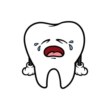 Cartoon Crying Tooth Character