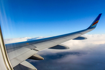 Airplane Wing Blue Sky