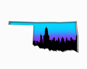 Oklahoma OK Skyline City Metropolitan Area Nightlife 3d Illustration