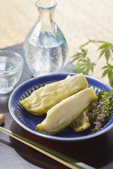 水ナスのぬか漬け (pickled water eggplant)