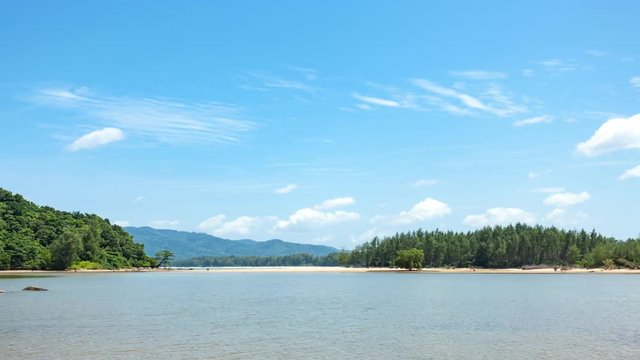 4K-time lapse beautiful tropical sea and clear blue sky ,clouds in summer season ,phuket island