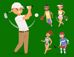Sport wellness vector people characters sporting man activity woman sporty athletic illustration.
