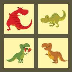 Dinosaurs vector dino animal tyrannosaurus t-rex danger creature force wild jurassic predator prehistoric extinct illustration.