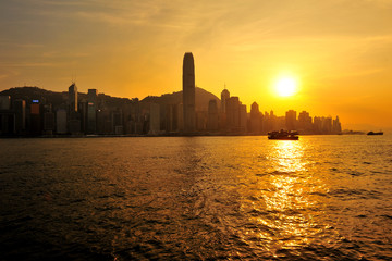 Hong Kong Cityscape at Sunset 