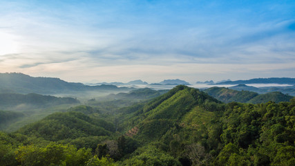 aerial photography on Phu Tathan valley in Phang Nga new viewpoint to see mist