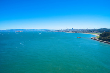 Fototapeta na wymiar San Francisco view seascape from the Golden Bridge