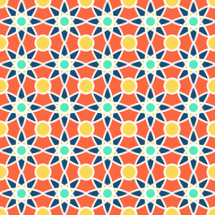 Background with seamless pattern in colorful islamic style