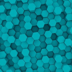 Blue hexagon pattern backgrond. 3d rendering