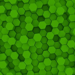 Green hexagon pattern backgrond. 3d rendering