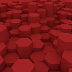 Red hexagon pattern backgrond. 3d rendering