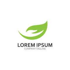 Fototapeta premium leaf care ecology logotype modern icon illustration