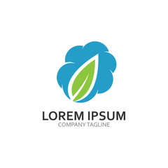 Fototapeta premium leaf cloud energy ecology logotype modern icon illustration