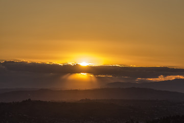 Fototapeta na wymiar A Yellow Sunrise in Los Angeles