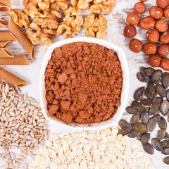 Products and ingredients containing copper and dietary fiber, healthy nutrition