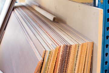 MDF, PARTICLE BOARD. Wood panels of different thicknesses and colors.