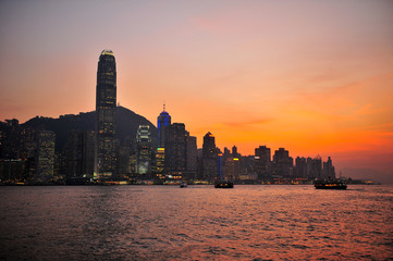 Obraz premium Hong Kong Cityscape at Twilight Scene