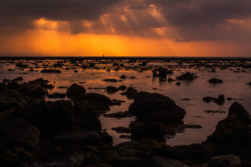 Fototapeta na wymiar Light through the clouds sea Nai Yang Beach Phuket Thailand