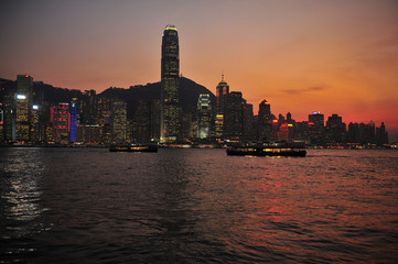 Hong Kong Cityscape at Twilight Scene