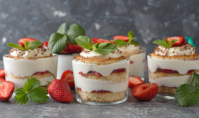 Summer dessert with strawberries