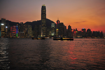 Obraz premium Hong Kong Cityscape at Twilight Scene