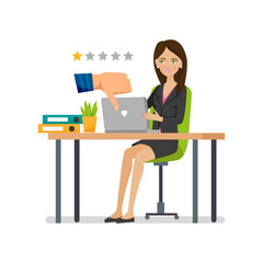 Badges of dislike. Negative assessment working efficiency. Testimonials, negative feedback.