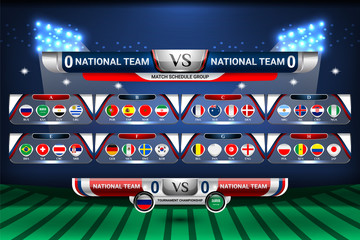 Vector Illustration Graphic of Scoreboard Broadcast and Lower Thirds Template for soccer world tournament championship