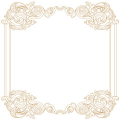 Golden vintage border frame engraving with retro ornament pattern in antique baroque style decorative design. Vector