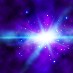 Fototapeta premium Vector abstract background with a flash light. Realistic cosmic scene.
